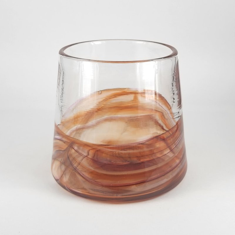 棕色旋流杯-山形 手作玻璃杯 纯手工吹制 - 玻璃杯 - 玻璃 多色