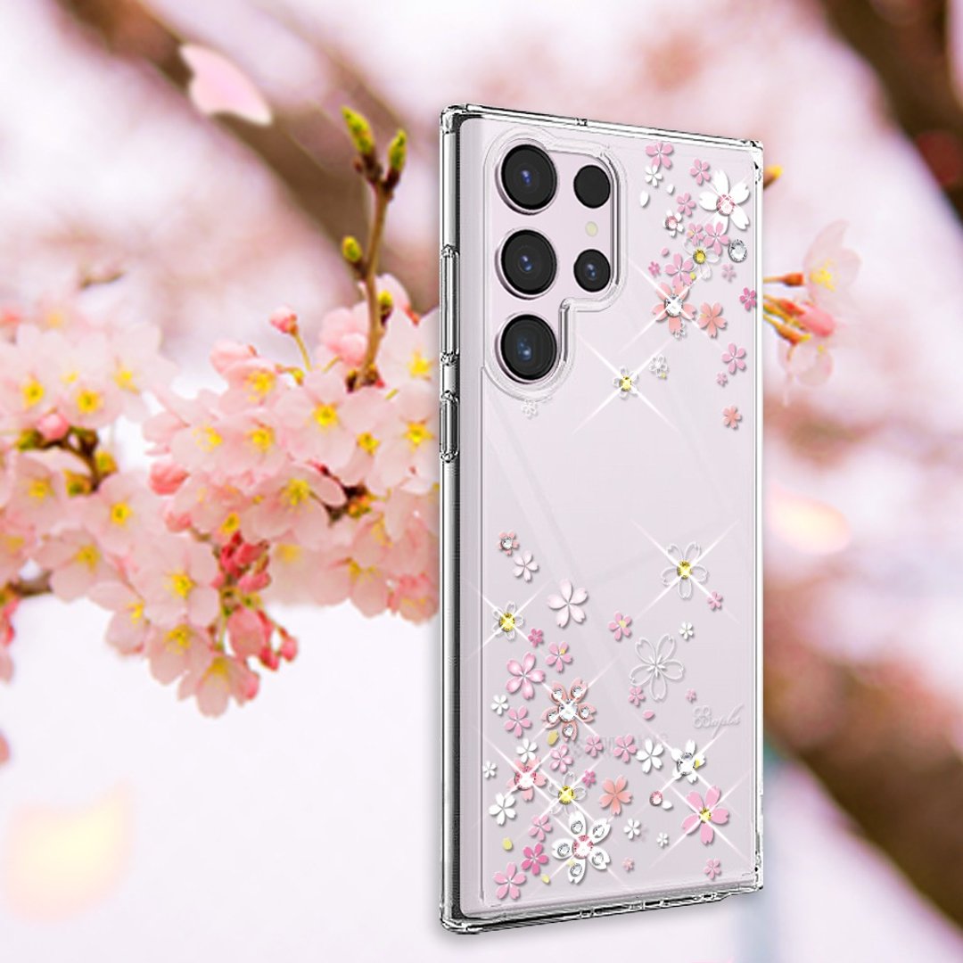 Samsung S26/S25/S24/S23 轻薄军规防摔水晶彩钻手机壳 - 浪漫樱 - 手机壳/手机套 - 其他材质 多色