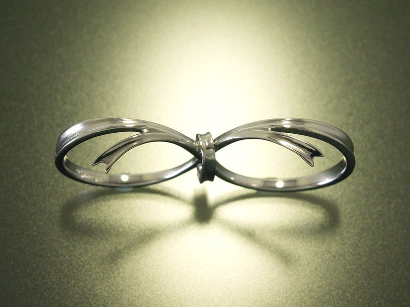 Japan Quality | Double Finger Ring Happiness  Ribbon Silver925 - 戒指 - 其他金属 银色