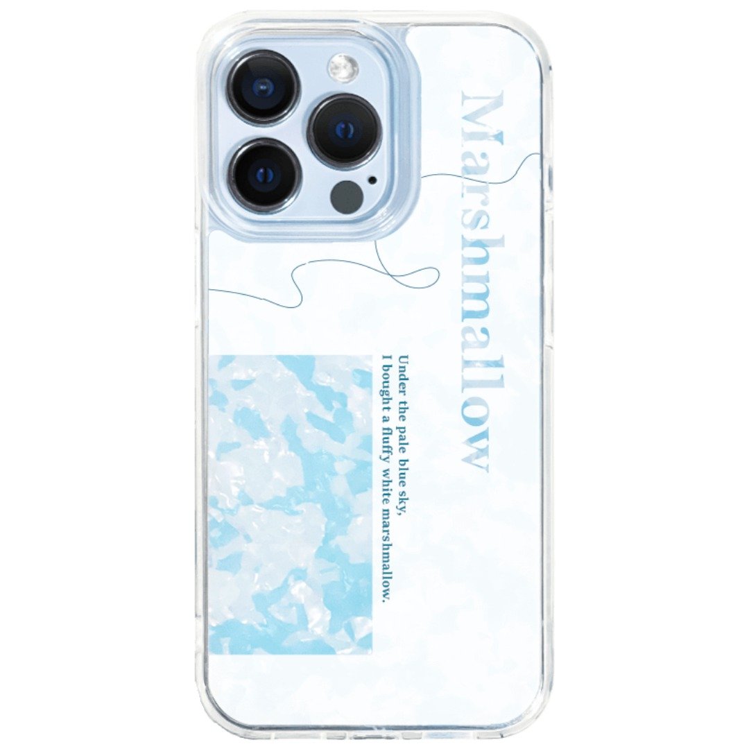 留白－蓝色棉花糖 手机保护壳 iphone 14 13 12 pro max 可定制 - 手机壳/手机套 - 贝壳 蓝色