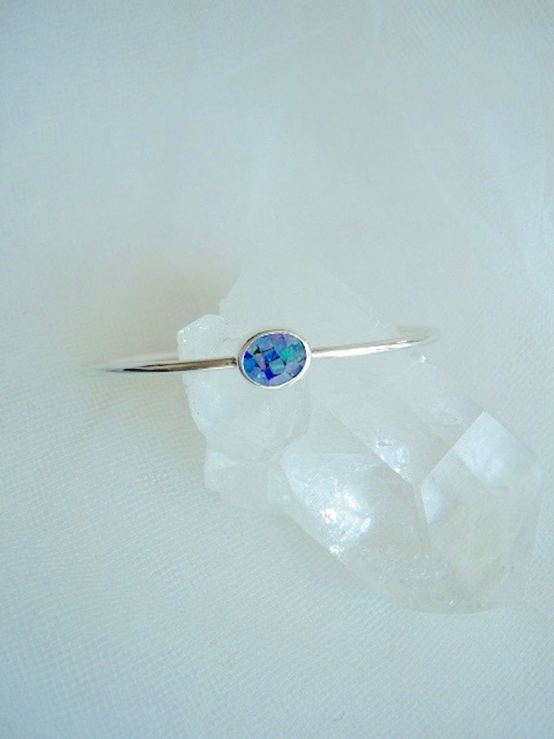 Mosaic opal bangle - 手链/手环 - 宝石 蓝色