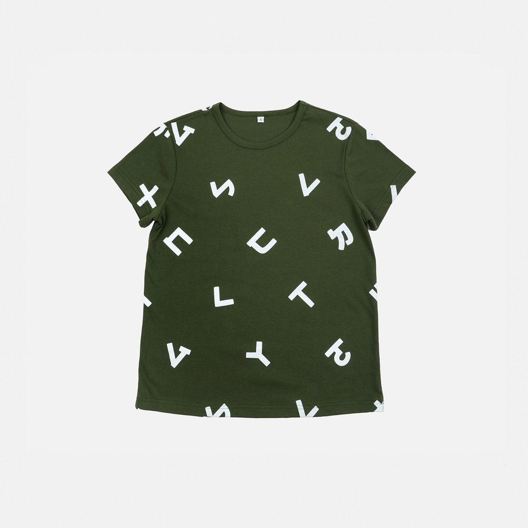 【大人】台湾的注音符号短袖印花T-shirt-绿色 - 女装 T 恤 - 棉 绿色