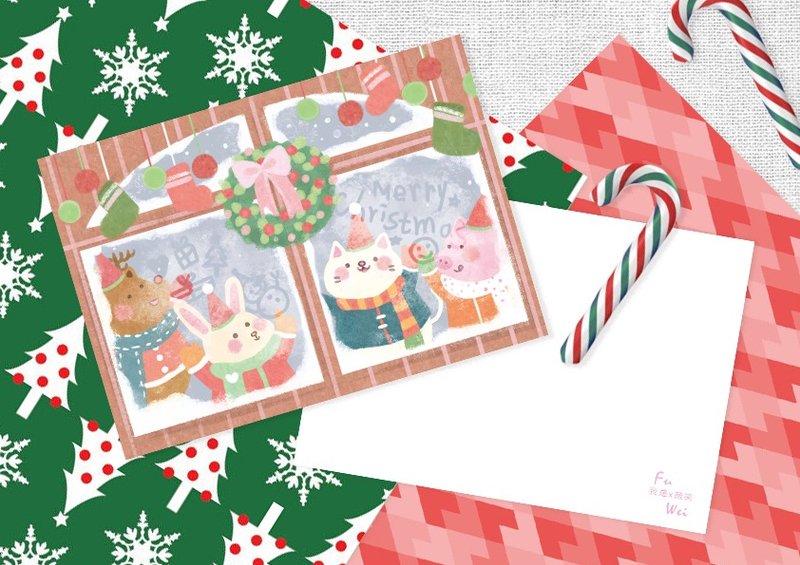 牛奶猫过圣诞节 - 卡片/明信片 - 纸 多色