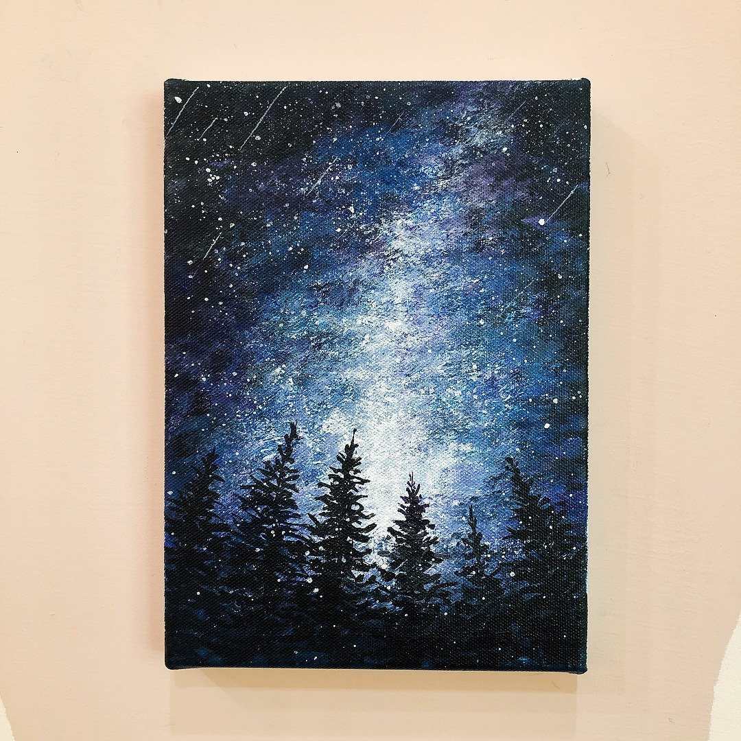 星空流星 油画课程 压克力画 礼物 情人节 无绘画基础可学 - 插画/绘画/写字 - 棉 