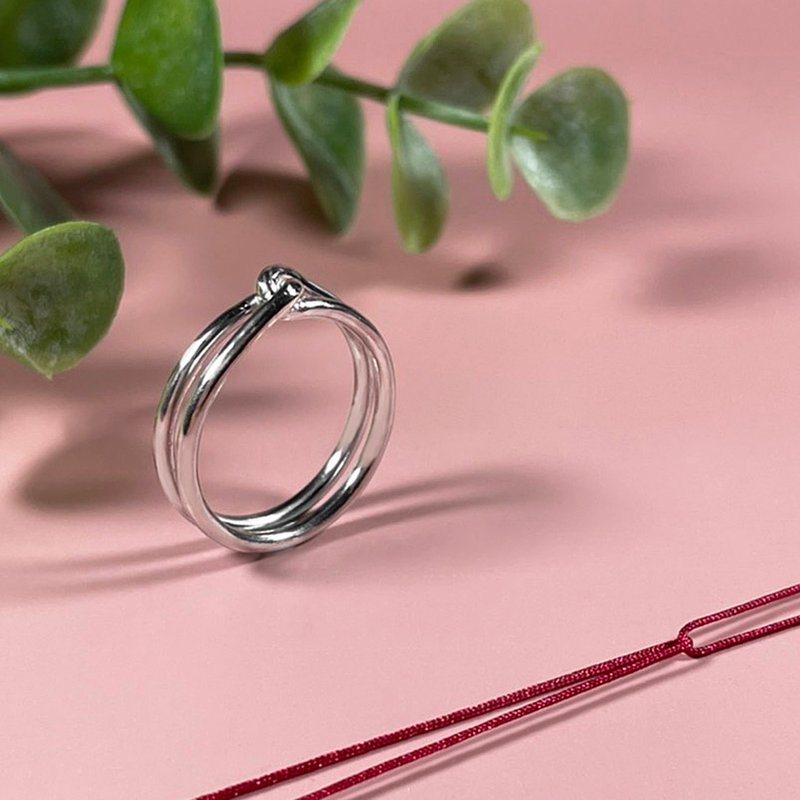 连接 绳结 牵绊 细银戒指 - 戒指 - 纯银 银色