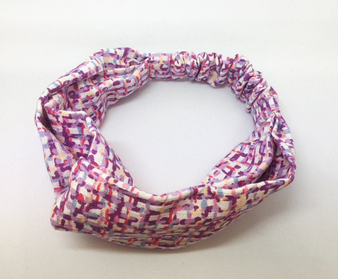 Cross hair band / Japanese festival pattern / Purple - 发饰 - 棉．麻 紫色