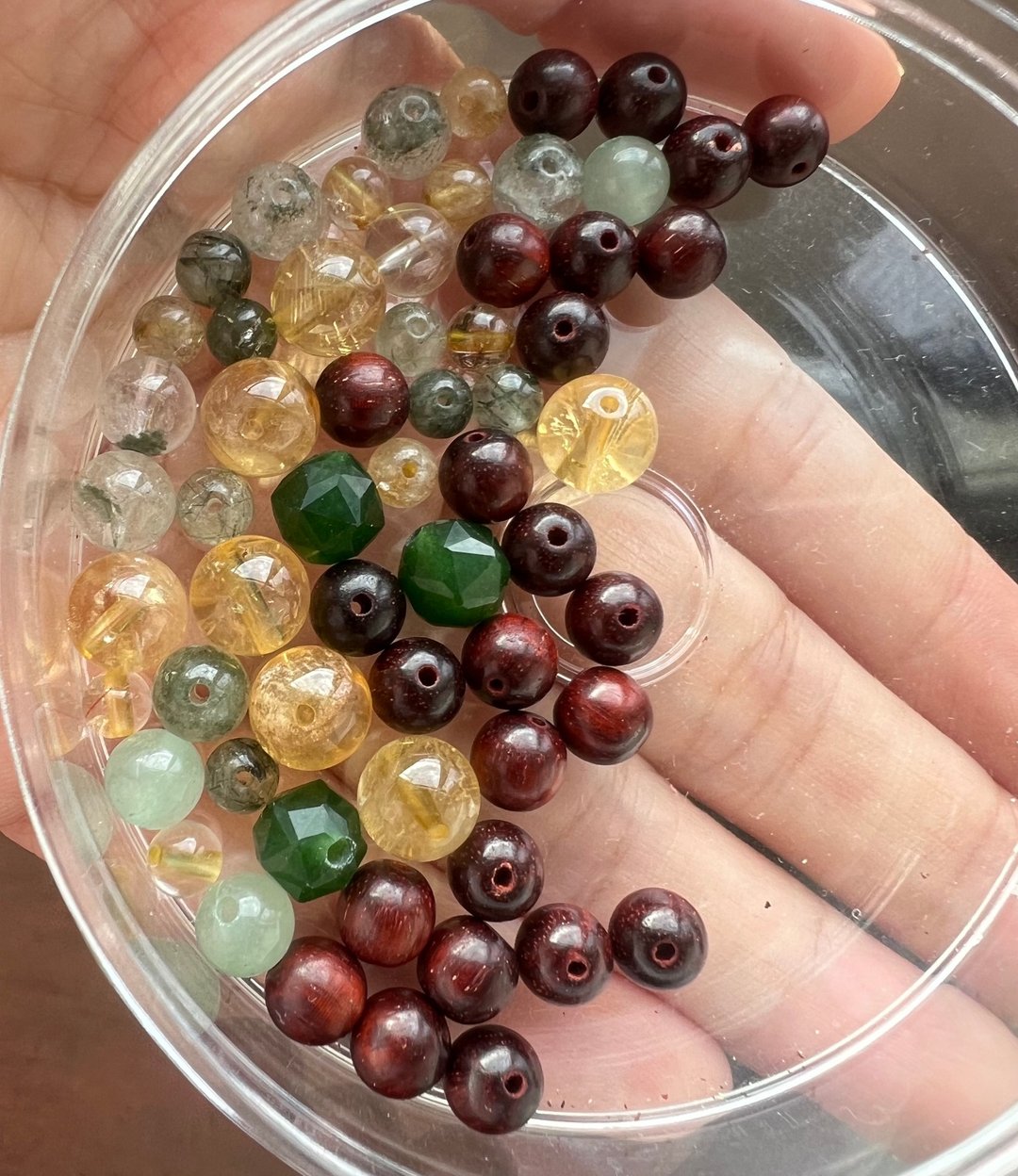 ||定制订单|| 森林系水晶手环。黄水晶/金发晶/绿幽灵/血檀 - 手链/手环 - 木头 多色
