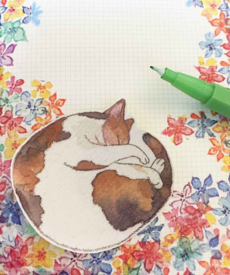 lazy cat悠闲小日子猫咪贴纸 - 贴纸 - 纸 卡其色