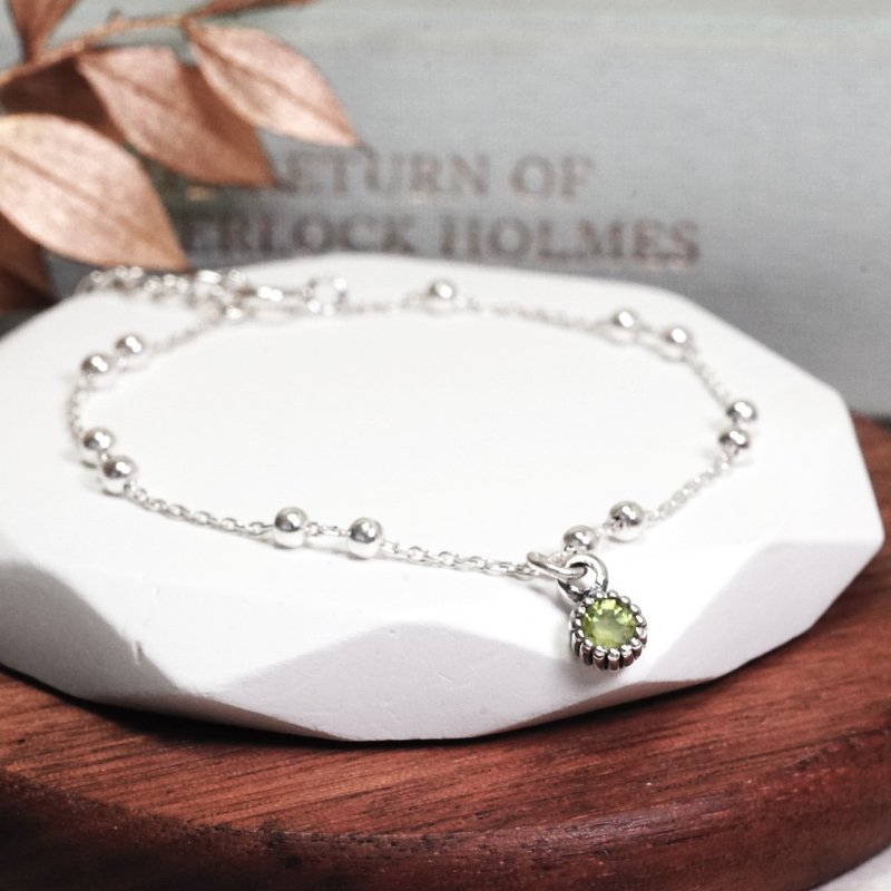 摩羯座 星座守护石 生日礼物 925纯银手链 双圆珠设计 女生礼物 - 手链/手环 - 纯银 多色