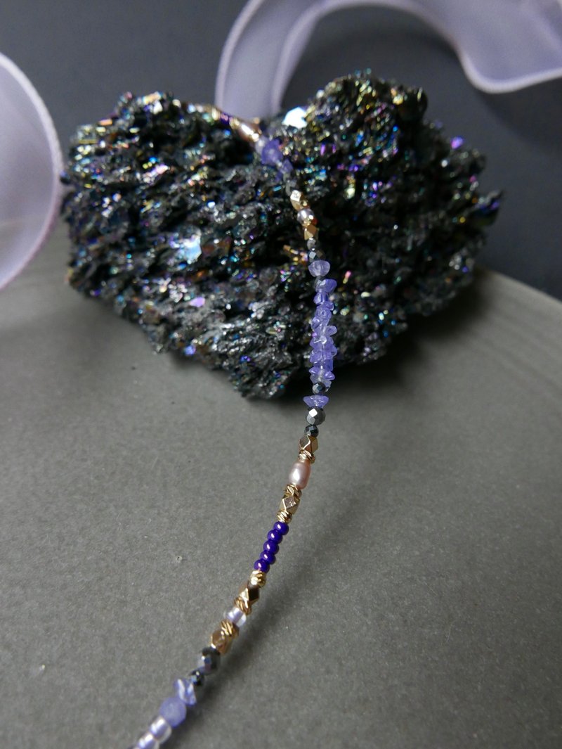 量身订制/铜镀金/天然石手链/坦桑石/钛赫兹 - 手链/手环 - 铜/黄铜 紫色