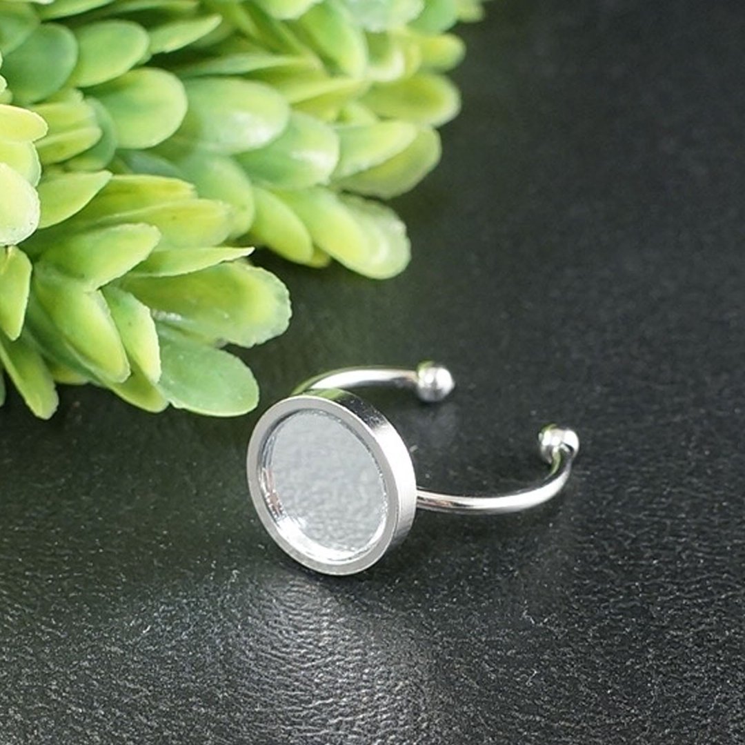 Evil Eye Glass Mirror Silver Stainless Steel Protection Amulet Ring Jewelry Gift - 戒指 - 不锈钢 银色