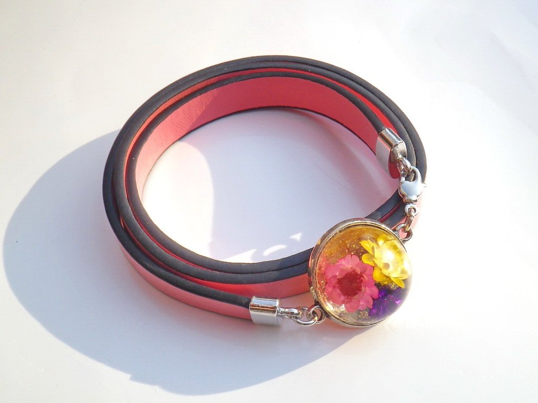 Anny's workshop手作押花饰品，时尚百搭皮质押花手环, 小星花手链(三) 现货! - 手链/手环 - 其他材质 