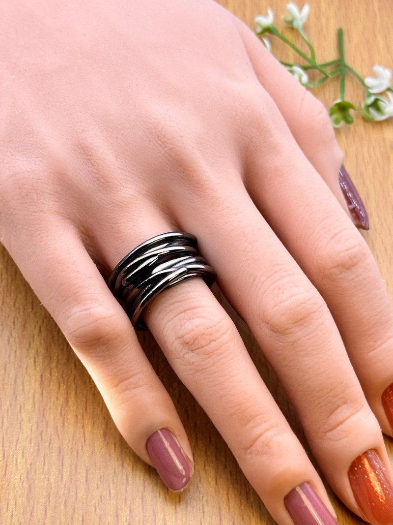 925 银戒指 螺旋设计 沉甸甸的银戒指 酷感十足 男女皆宜 - 戒指 - 银 橘色