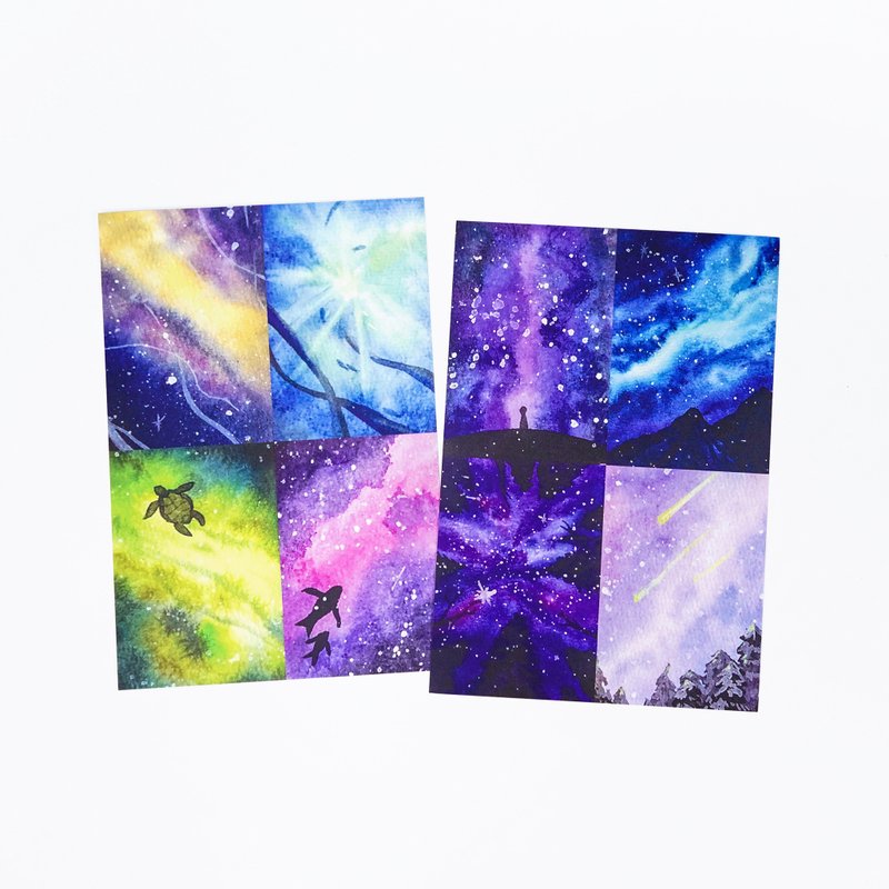 【夏的记忆】水彩插画 明信片 一套全两款 复制画 星夜 星空 夜空 - 卡片/明信片 - 纸 多色