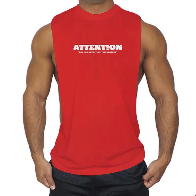AttentionWear运动挖背背心【红色烫银款】│ATTENTION 吸湿排汗 - 男装背心 - 棉．麻 红色