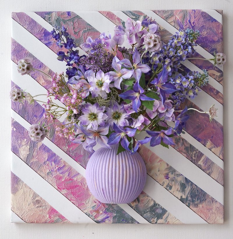 3D 墙面艺术品 花间羽梦 家居布置设计 仿真花结合画 送礼 花画 - 墙贴/壁贴 - 其他材质 蓝色