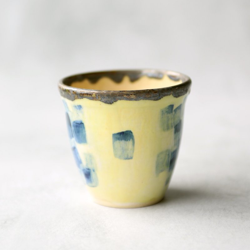 靛蓝现代艺术图案免费杯子，黄色 - 其他杯子 - 陶 黄色