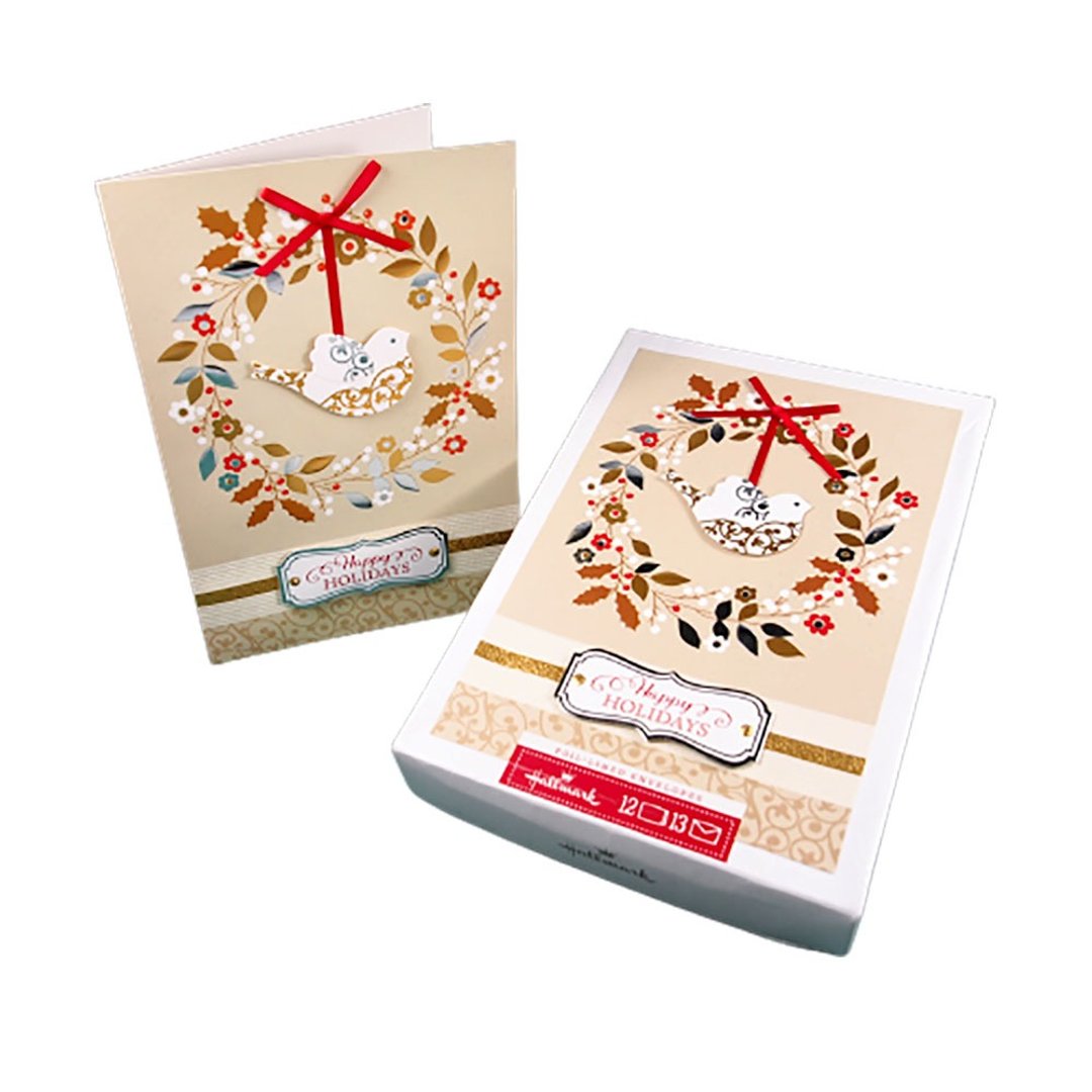秋色和平鸽花圈 耶诞盒卡12入【Hallmark-US卡片 圣诞节系列】 - 卡片/明信片 - 纸 多色