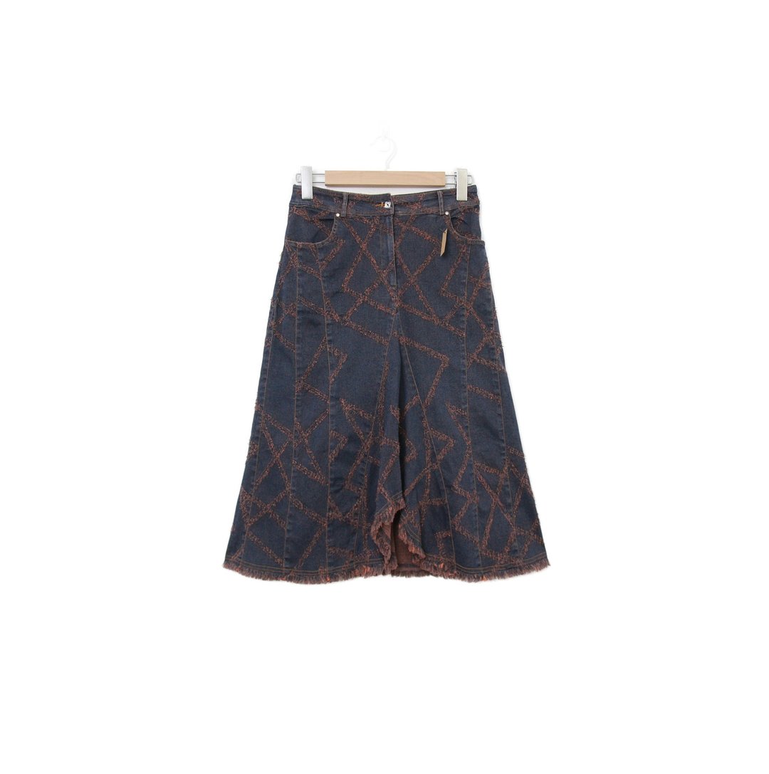Back to Green- 复古丹宁长裙 立体线条 /ds-13 vintage skirt - 裙子 - 棉．麻 