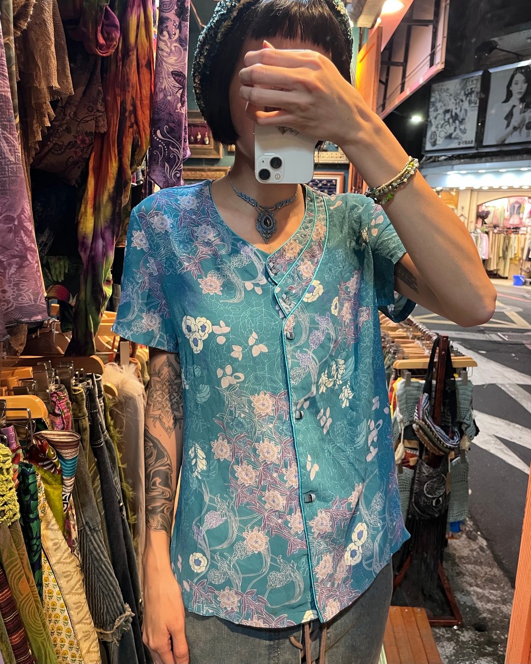 喜迎瑶 Vintage 古着 复古 复古衬衫 立领 中国领 衬衫 短袖衬衫 - 女装衬衫 - 棉 多色