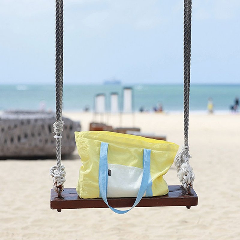 海鹽芝士復古尼龍包 / 防潑水拼色大容量 / 春夏百搭布包款 - 侧背包/斜挎包 - 尼龙 黄色