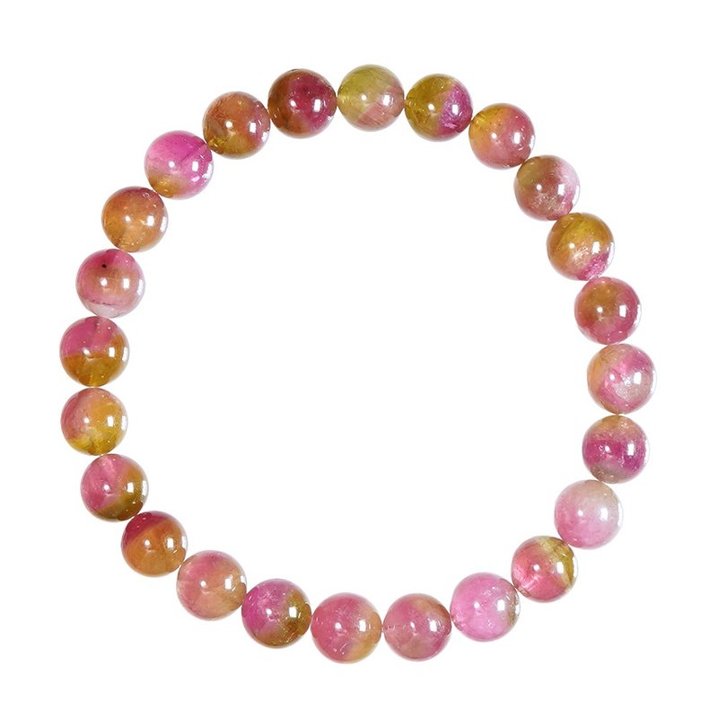 【正佳珠宝】西瓜碧玺 顶级浓粉马卡龙 7.4-7.8mm 西瓜碧玺手珠 - 手链/手环 - 半宝石 多色
