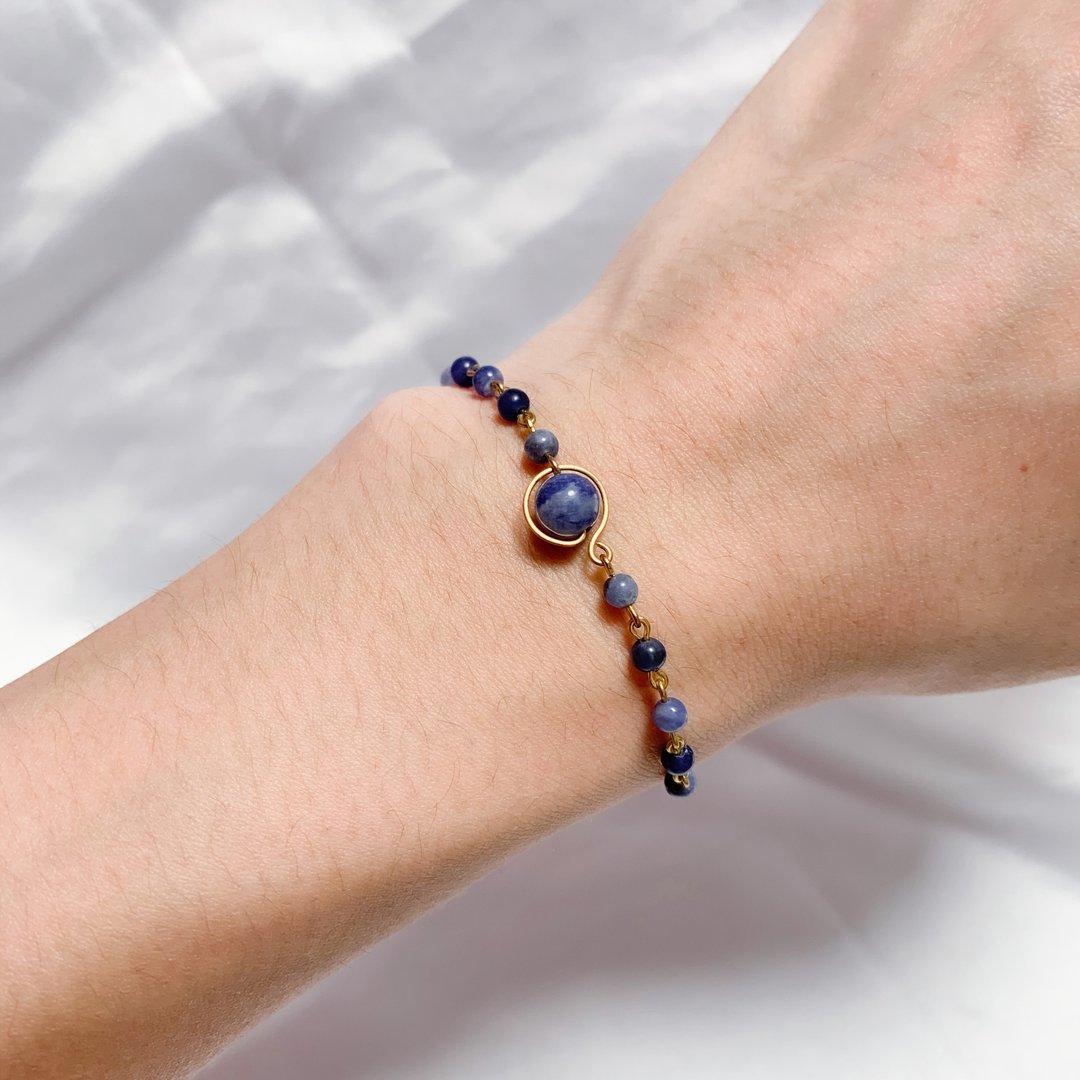 2色入 | 手制半圈蓝纹石手链 - Wavy Bracelet - 手链/手环 - 水晶 蓝色