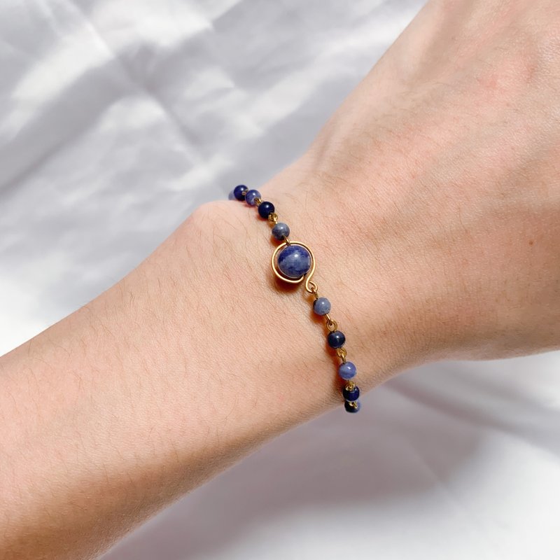 2色入 | 手制半圈蓝纹石手链 - Wavy Bracelet - 手链/手环 - 水晶 蓝色