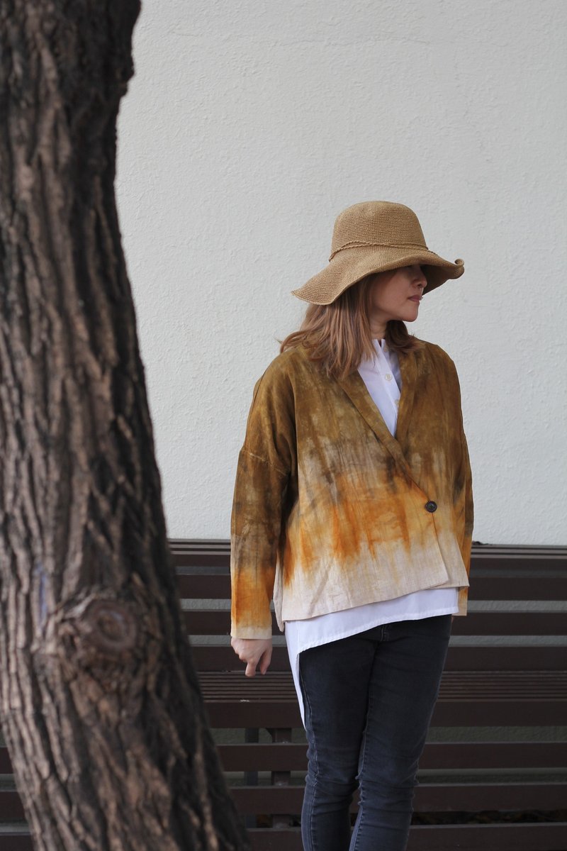 低调风格优雅手染外套 - 女装上衣 - 棉．麻 