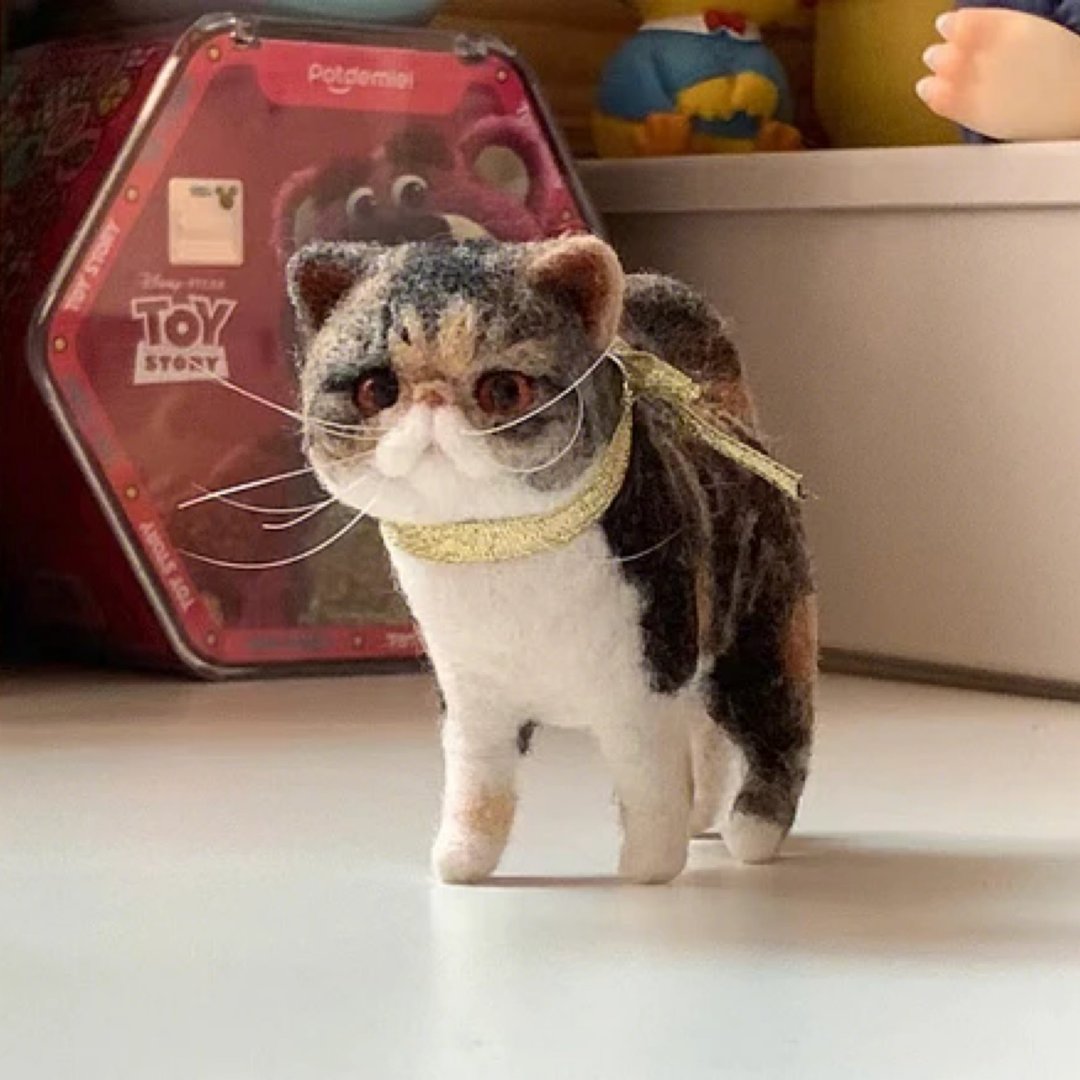 客制化逼真猫 羊毛毡 宠物 娃娃 定制 手工 狗狗猫咪 毛小孩  62 - 玩具 - 羊毛 多色