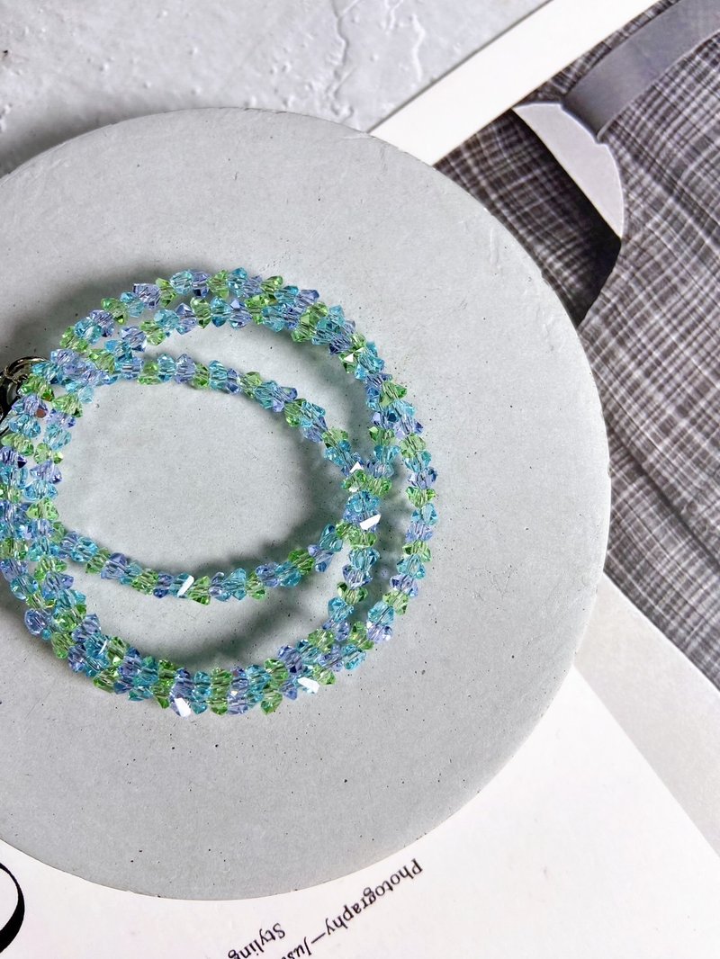 项链//三角切面//水晶珠//日常//小礼物 - 项链 - 琉璃 蓝色