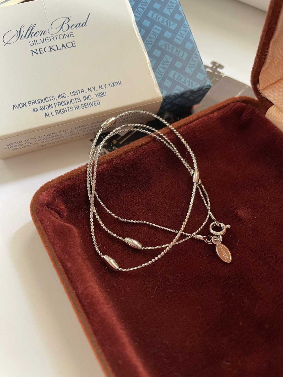 老又好古董珠宝 Vintage 银色豆豆细链项链 Avon 1980 N13 - 项链 - 其他金属 金色