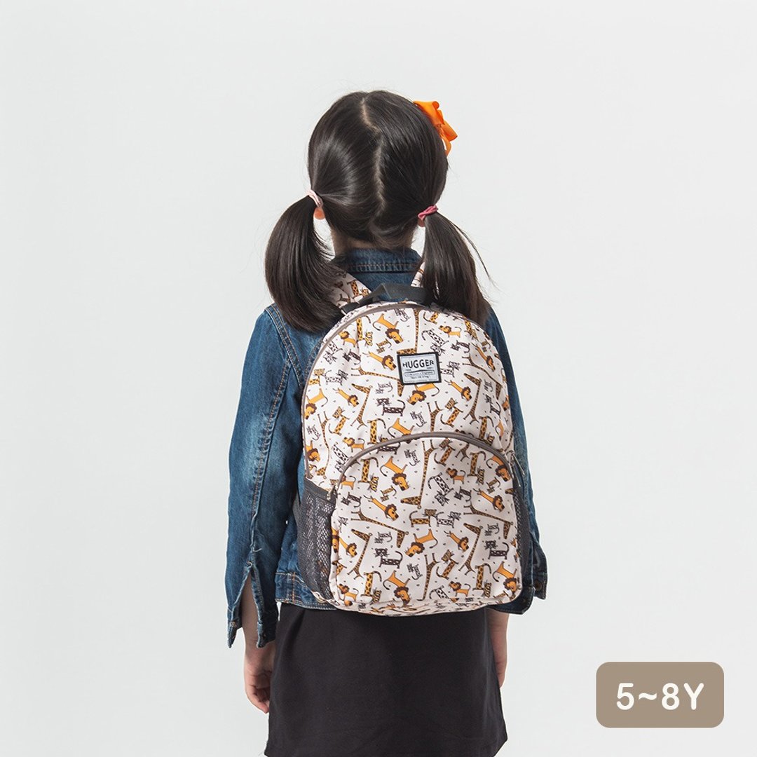 HUGGER儿童背包/A4大小/5-8Y 马达加斯加/狮子/长颈鹿/花豹 后背 - 背包/袋子 - 尼龙 卡其色