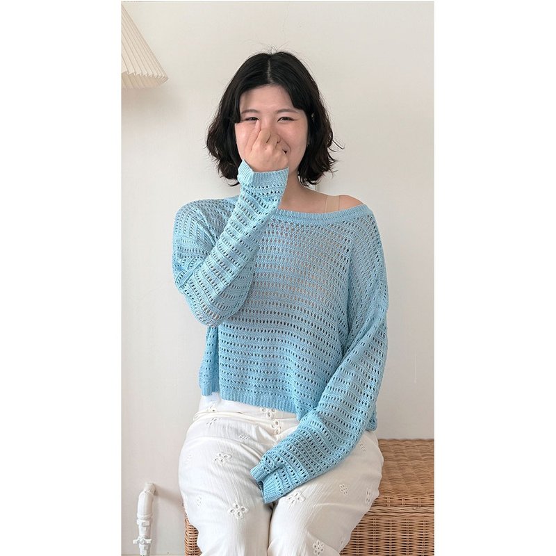 witharch法式前后穿扣衫-蓝 - 女装上衣 - 其他人造纤维 蓝色