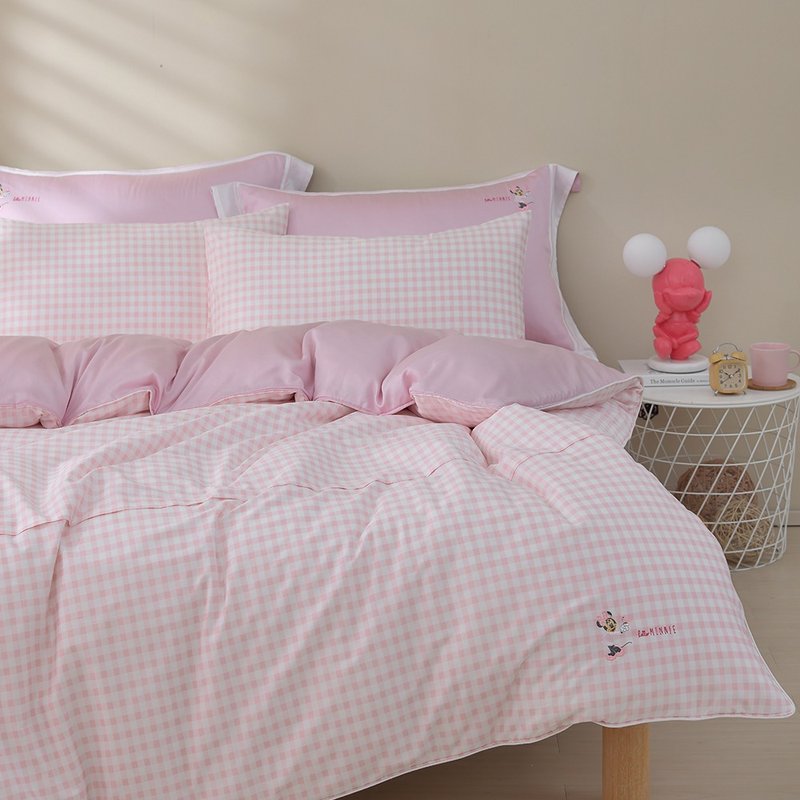 床包+枕套组-迪士尼米妮野餐奇遇记-格子款-正版授权 - 寝具 - 棉．麻 