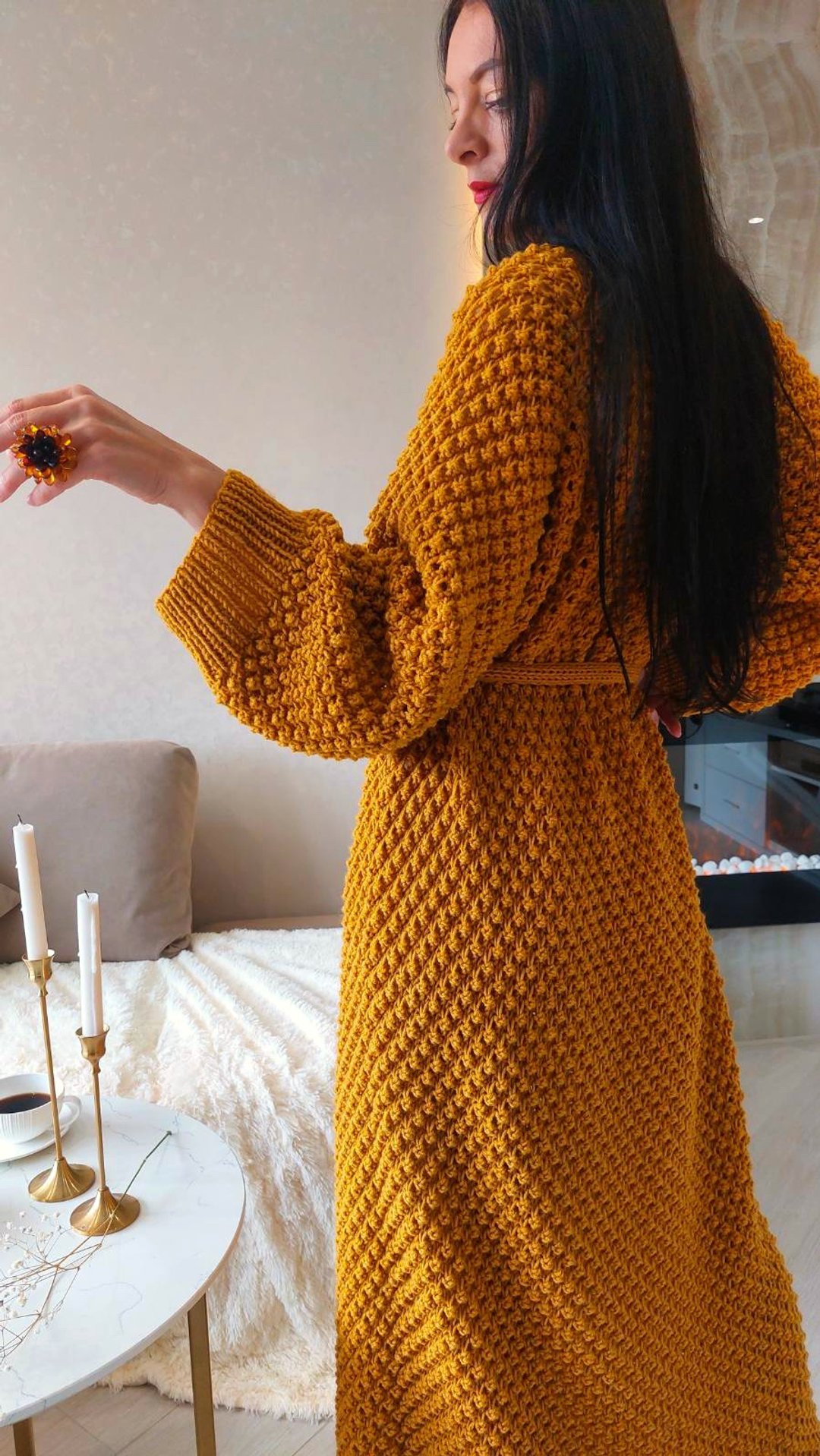 Long cardigan sweater for women Handmade cardigan Hand knit coat - 女装针织衫/毛衣 - 羊毛 