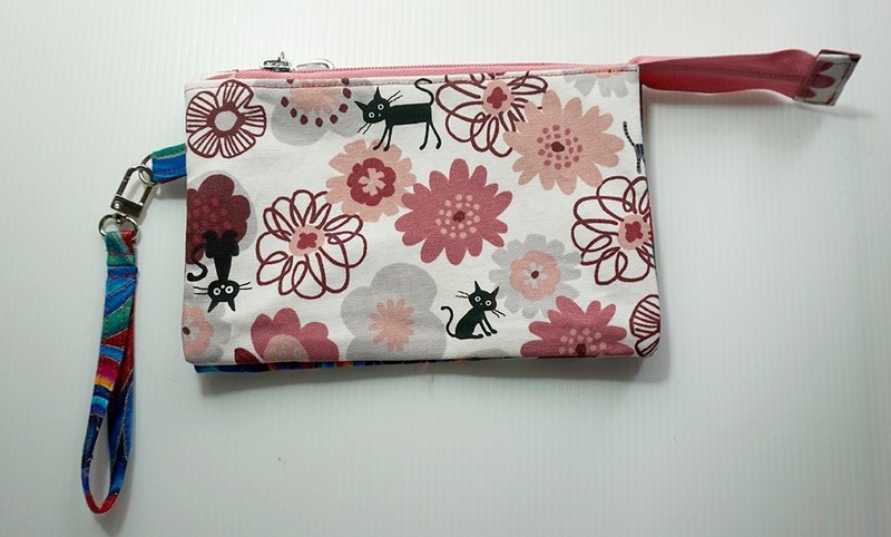 猫咪手拿随身包 - 皮夹/钱包 - 棉．麻 多色