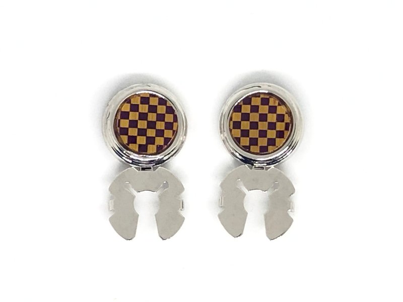 Straw Craft Button Cover  Check Purple&Gold SB-10 - 其他 - 其他材质 多色