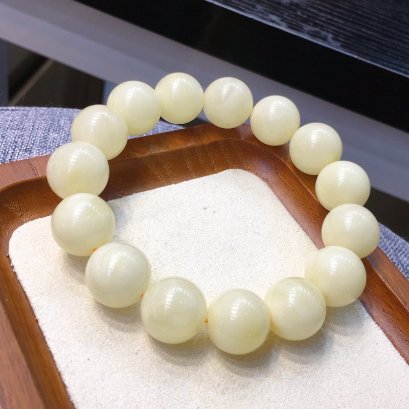收藏级 天然俄料白花蜜蜜蜡单圈手链 满蜜白花蜡 蜜满蜡实 - 手链/手环 - 水晶 