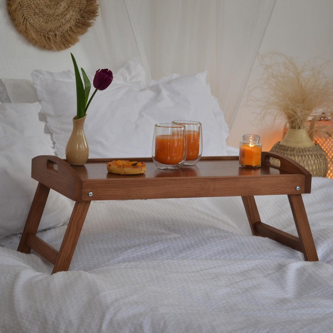 Folding Table / Wooden bed folding table / Aesthetic Gifts / Bed Tray - 餐桌/书桌 - 木头 多色