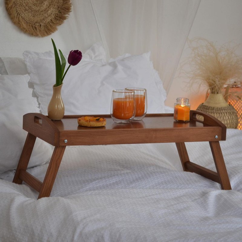 Folding Table / Wooden bed folding table / Aesthetic Gifts / Bed Tray - 餐桌/书桌 - 木头 多色