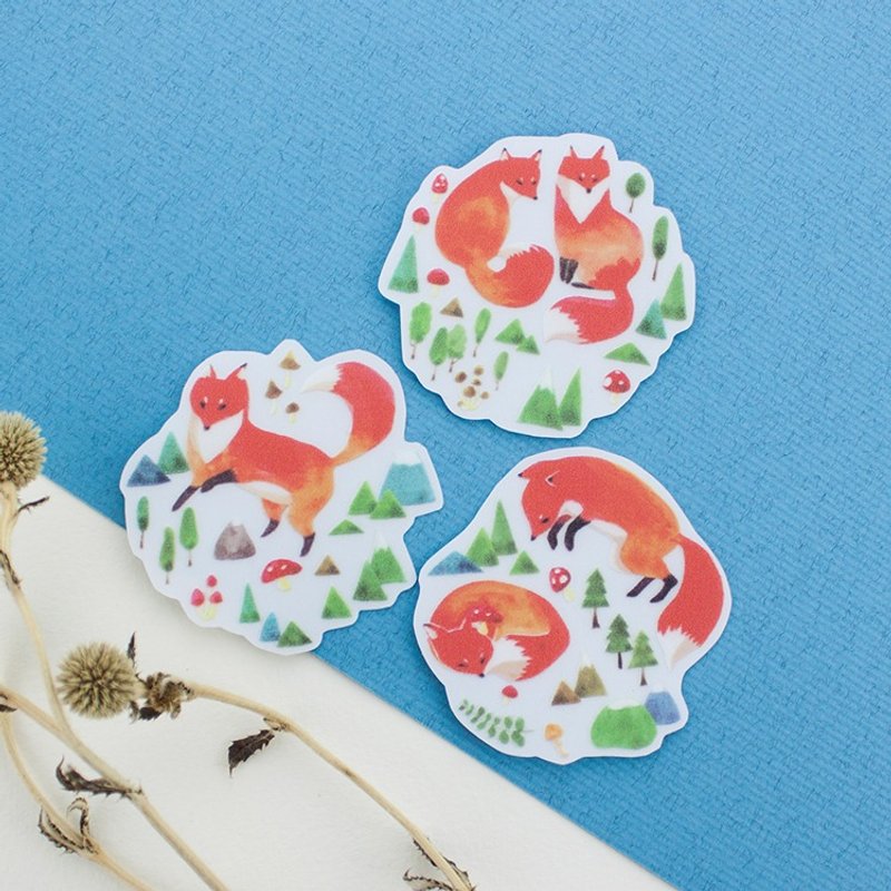 透明贴纸 - Fat Fox胖狐狸 - 防水、防刮、防晒 -任选4张 - 贴纸 - 塑料 透明