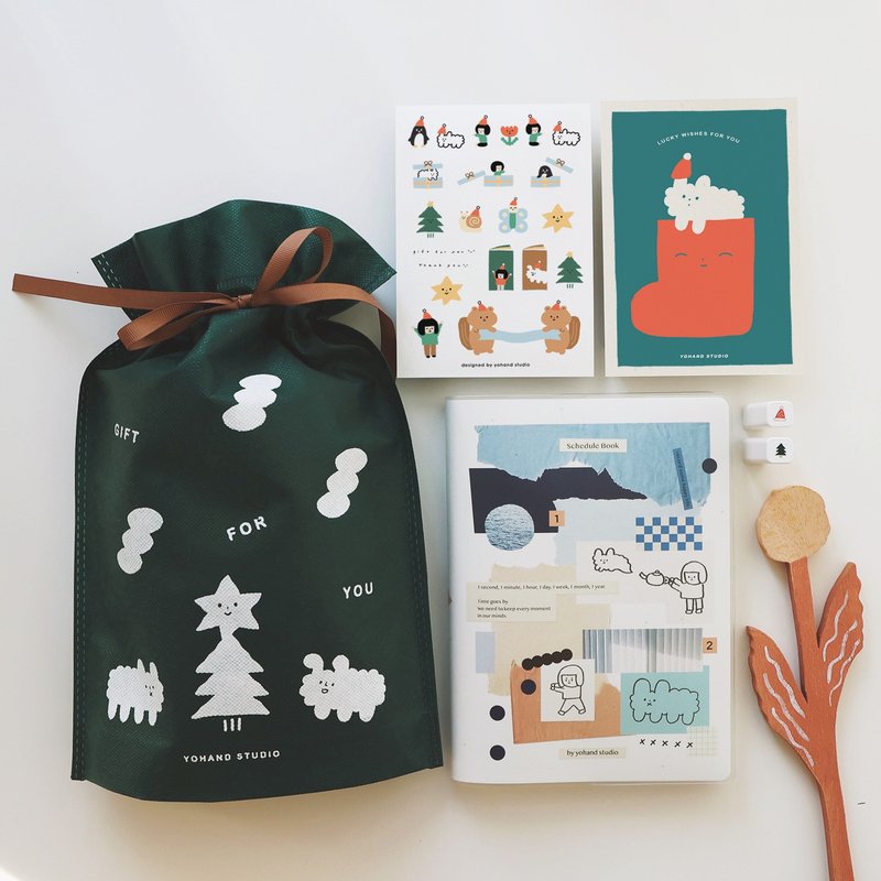 圣诞限定交换礼物 / 中 / 手帐+迷你印章+转印贴纸+明信片 - 笔记本/手帐 - 纸 多色