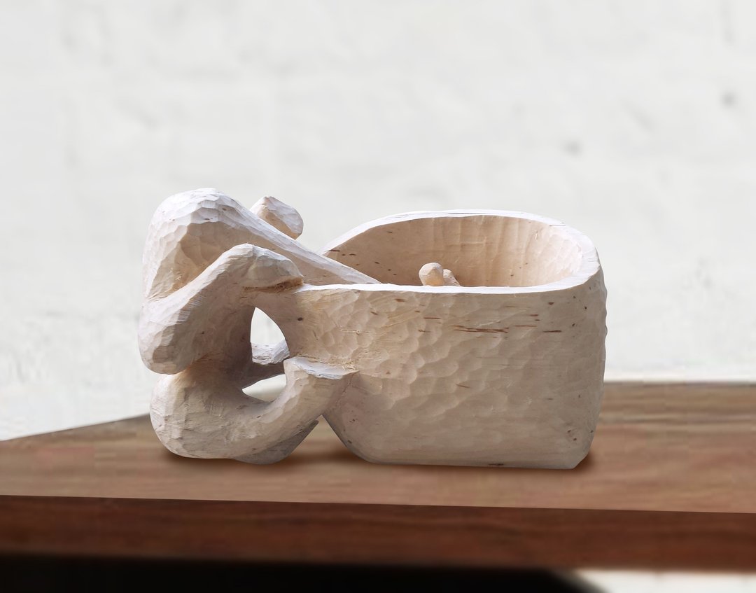 长颈鹿饮水木杯 Giraffe drink something kuksa cup - 木工/竹艺/纸艺 - 木头 橘色