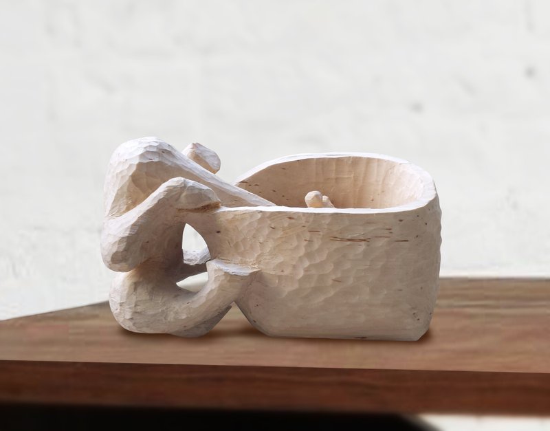 长颈鹿饮水木杯 Giraffe drink something kuksa cup - 木工/竹艺/纸艺 - 木头 橘色