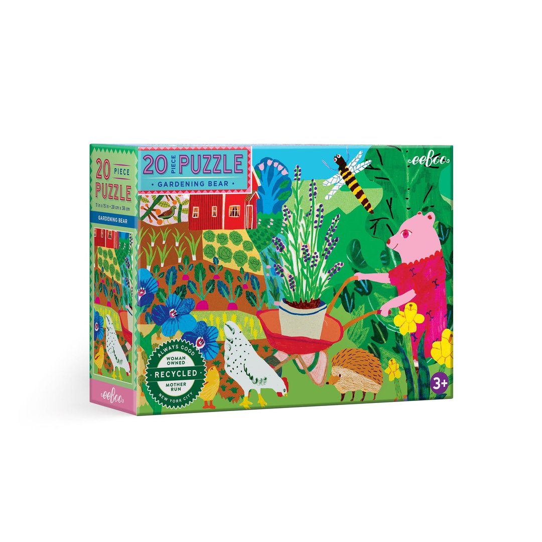 eeBoo 20片拼图 -  园丁小熊 Garden Bear 20 Piece Puzzle - 拼图 - 纸 多色
