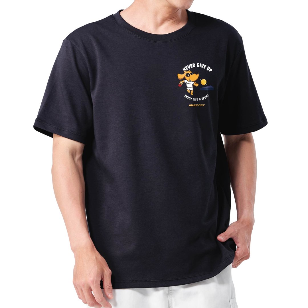 立体机能棉T-跩狗全力以赴(小图款)-桌球 运动衣 机能服 MIT台湾 - 男装运动衣 - 聚酯纤维 黑色