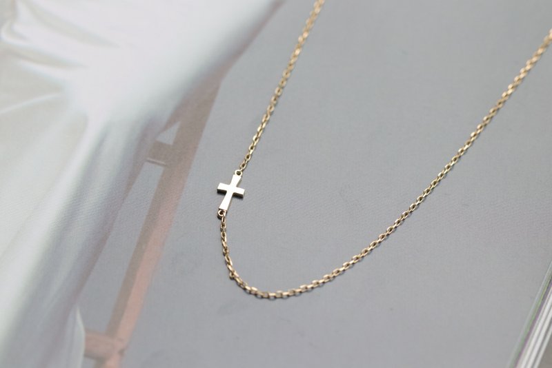 18K Cross Choker 十字架锁骨链项链 - 项链 - 贵金属 金色