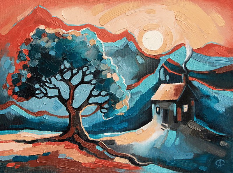 山水画  山原创艺术  树艺术品  房屋装饰 - 海报/装饰画/版画 - 其他材质 多色