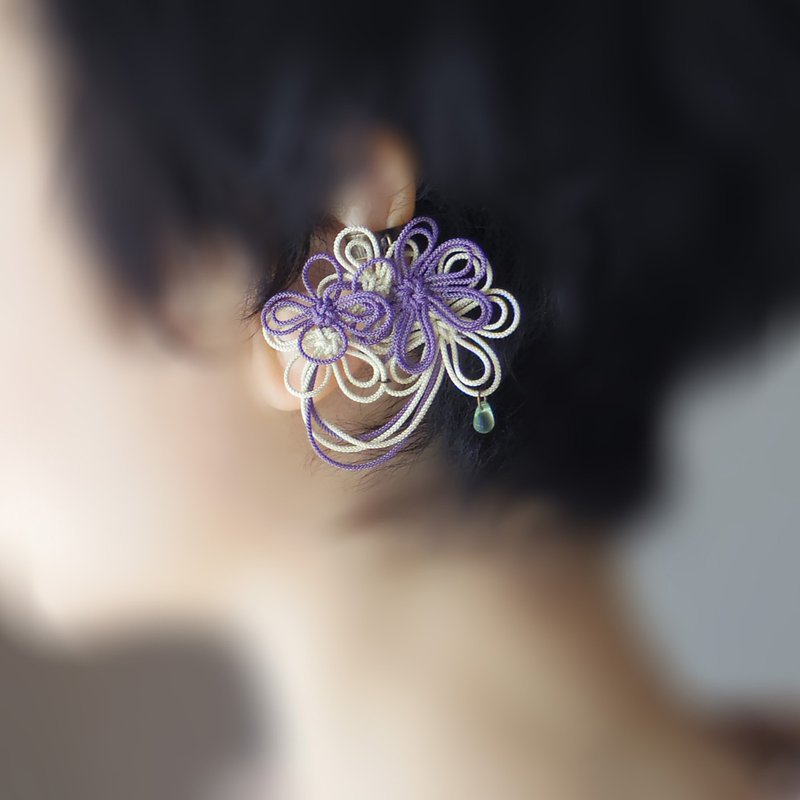 单边耳挂饰｜声寄微语 - 耳环/耳夹 - 其他金属 紫色